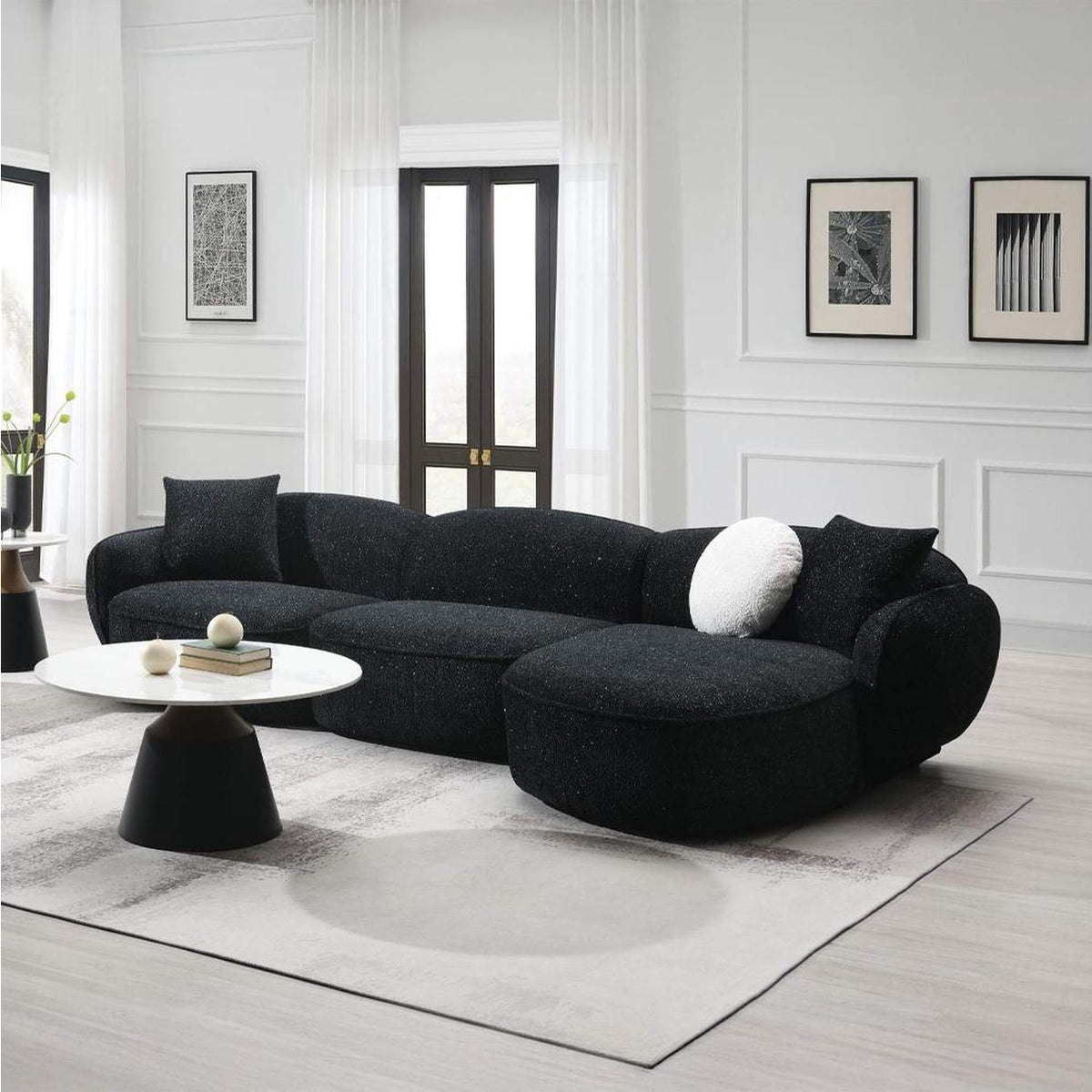 LV03525 Lucifer Sectional Sofa with 3 Pillows
