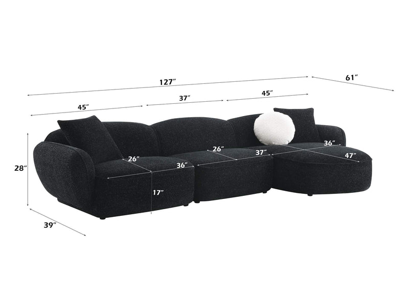 LV03525 Lucifer Sectional Sofa with 3 Pillows