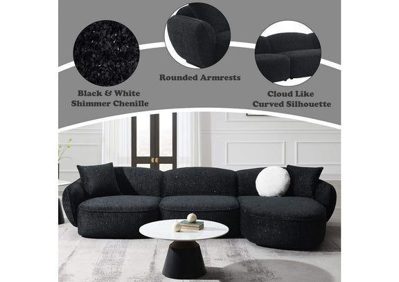 LV03525 Lucifer Sectional Sofa with 3 Pillows