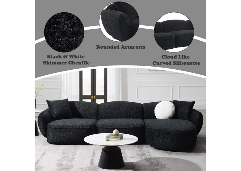LV03525 Lucifer Sectional Sofa with 3 Pillows