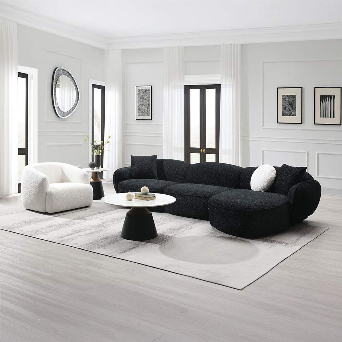 LV03525 Lucifer Sectional Sofa with 3 Pillows