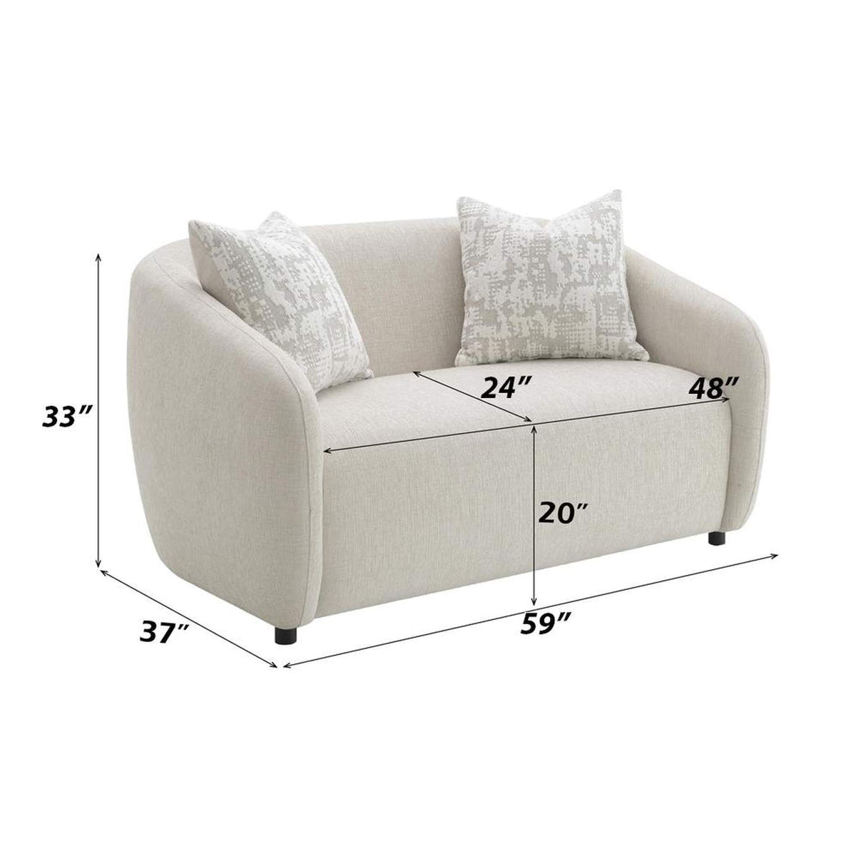 LV03581 Etienne Loveseat with 2 Pillows