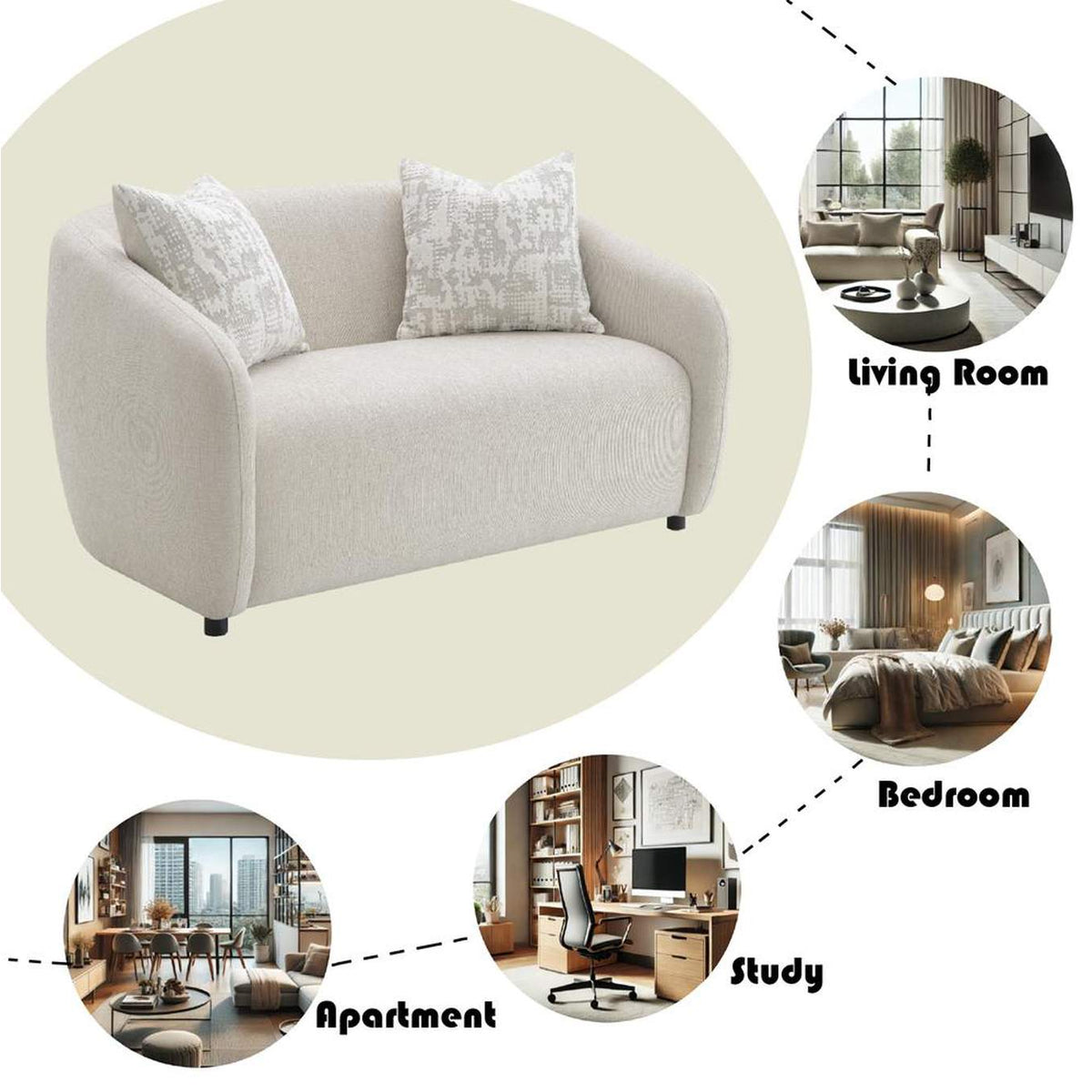 LV03581 Etienne Loveseat with 2 Pillows