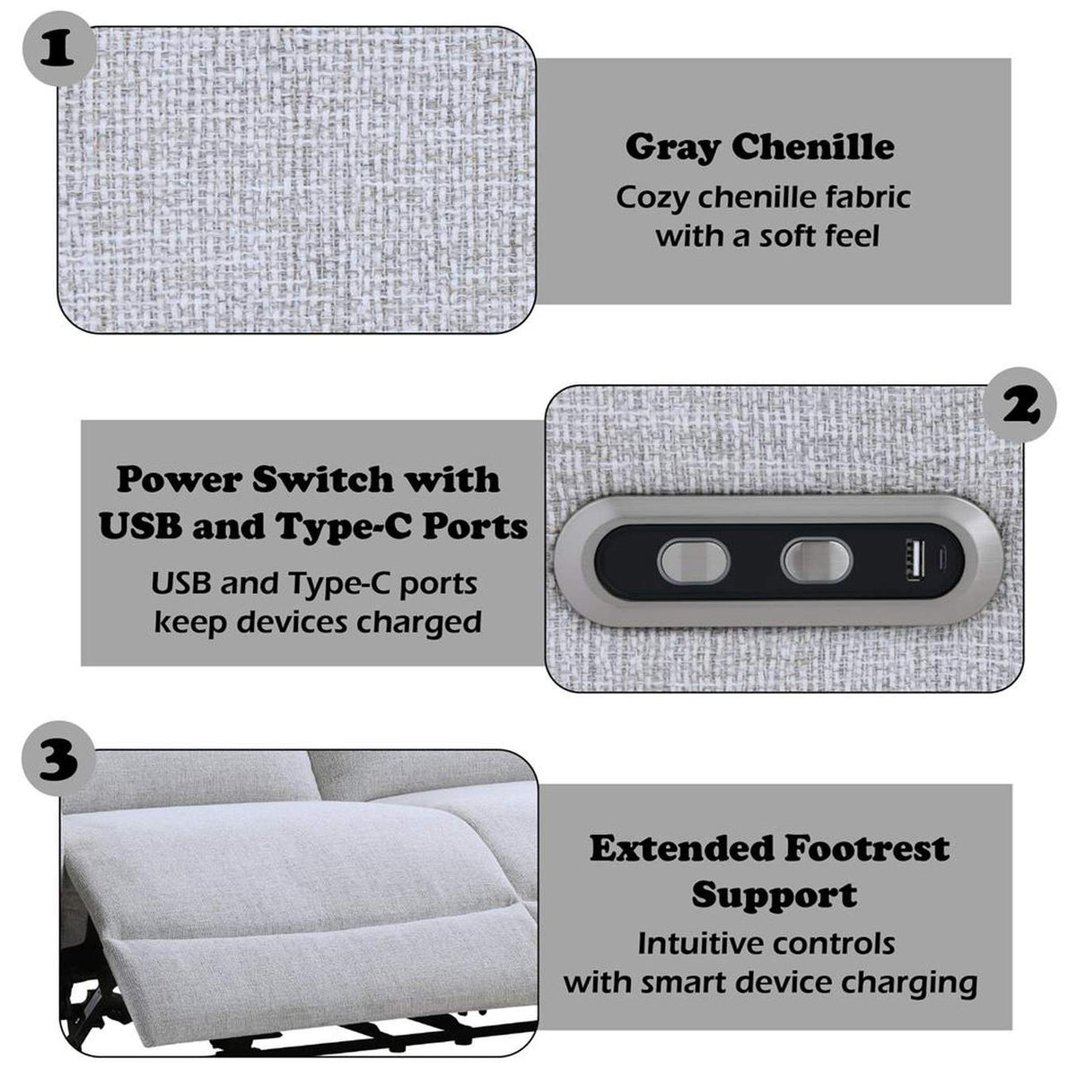 LV03585 Eastre Power Motion Sofa with USB Port