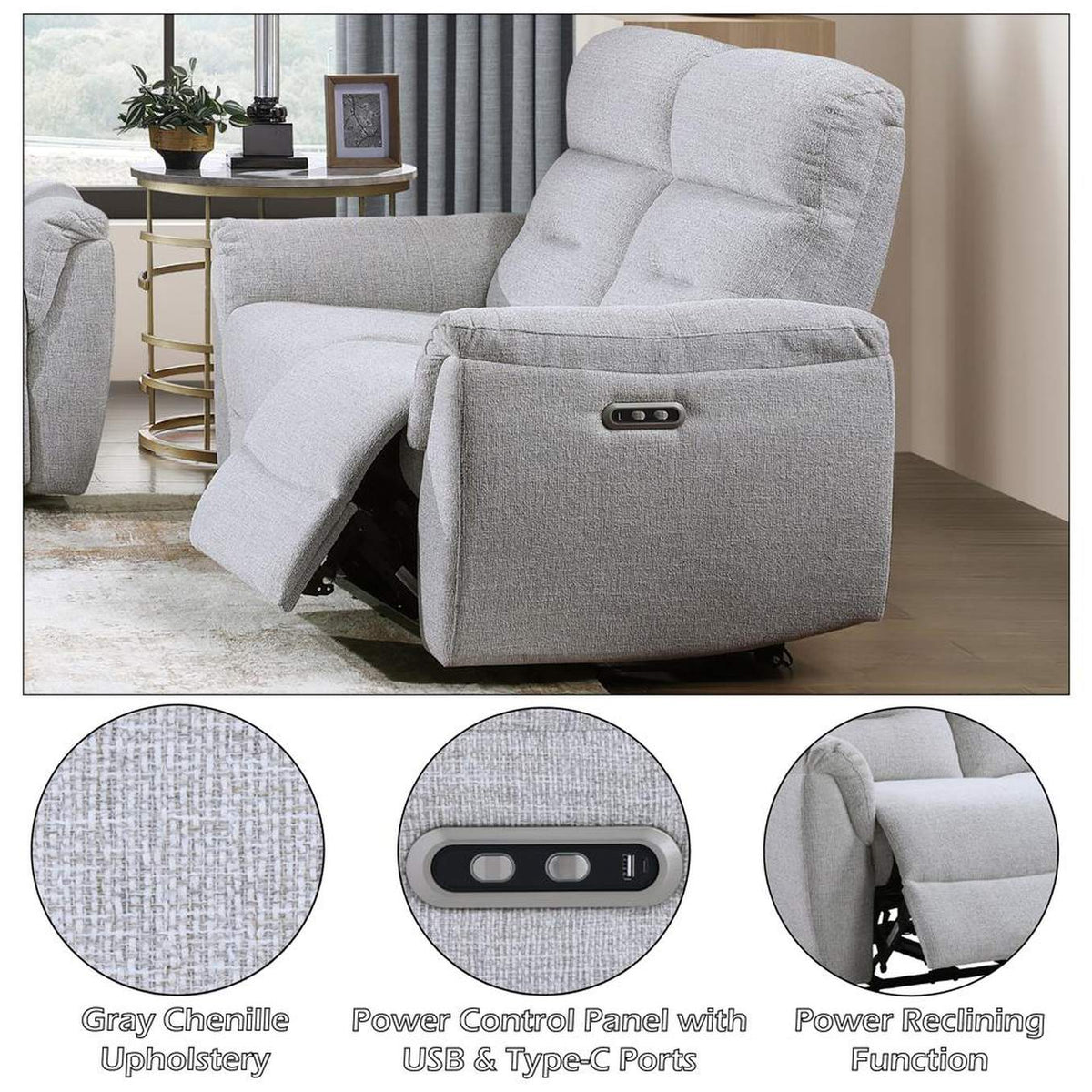 LV03586 Eastre Power Motion Loveseat with USB Port
