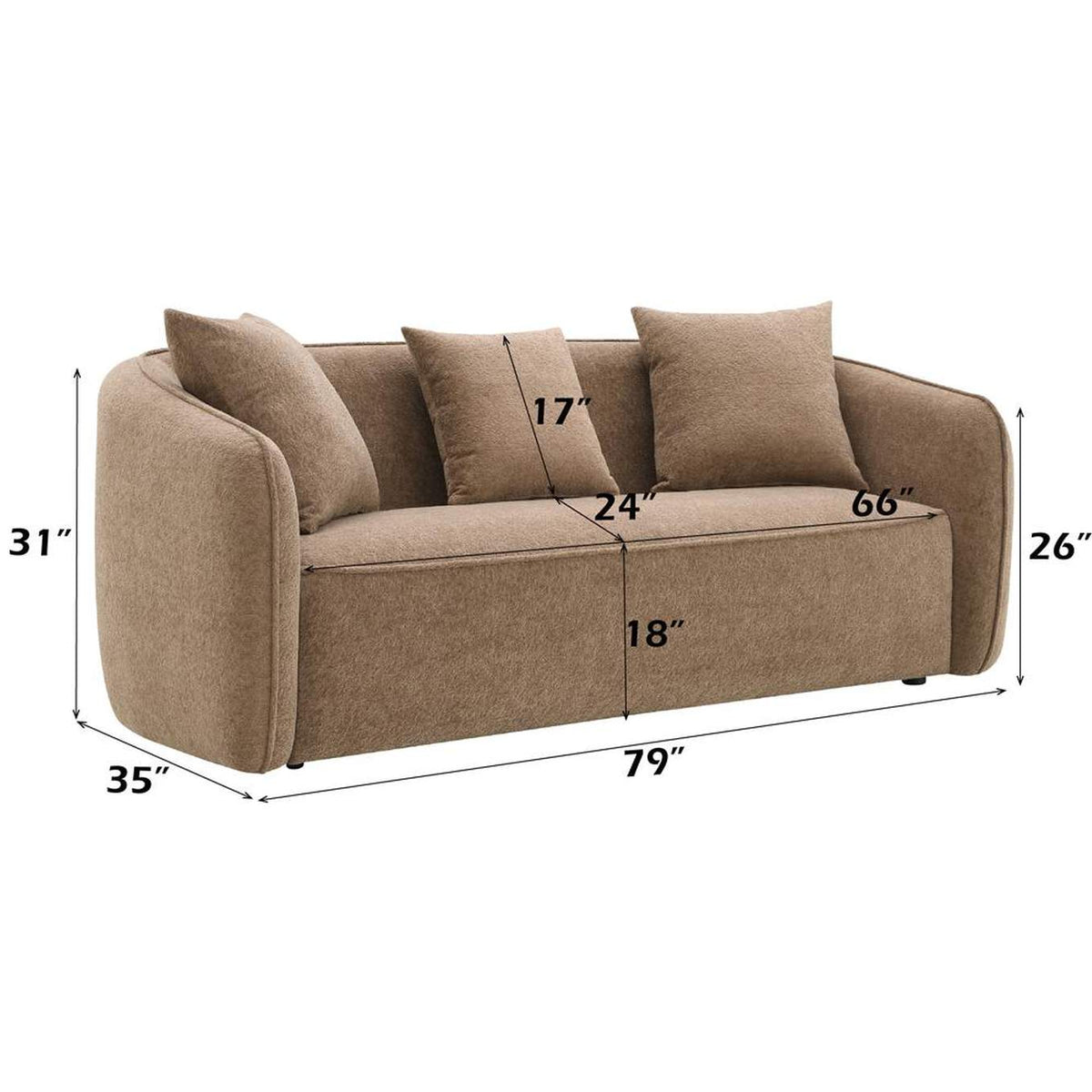 LV03600 Keith Sofa with 3 Pillows