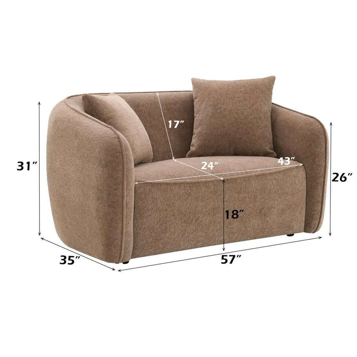 LV03601 Keith Loveseat with 2 Pillows