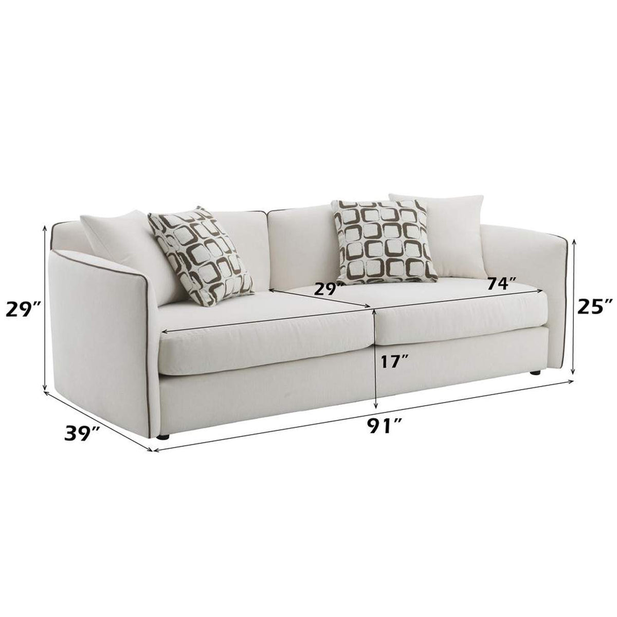 LV03605 Yolanda Sofa with 4 Pillows