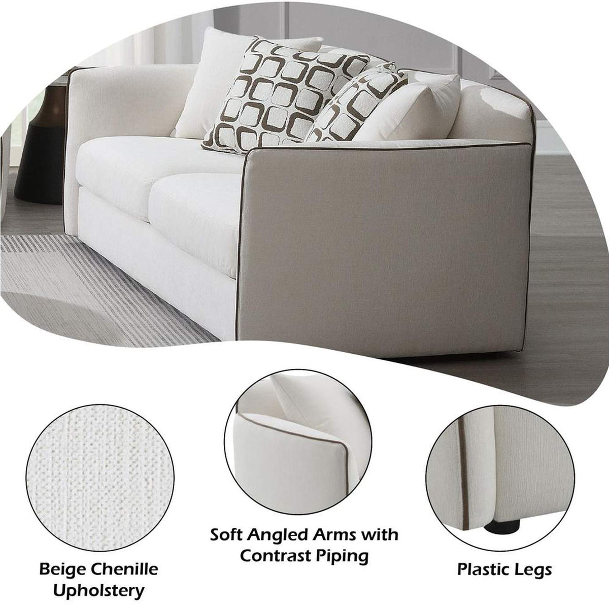 LV03606 Yolanda Loveseat with 4 Pillows