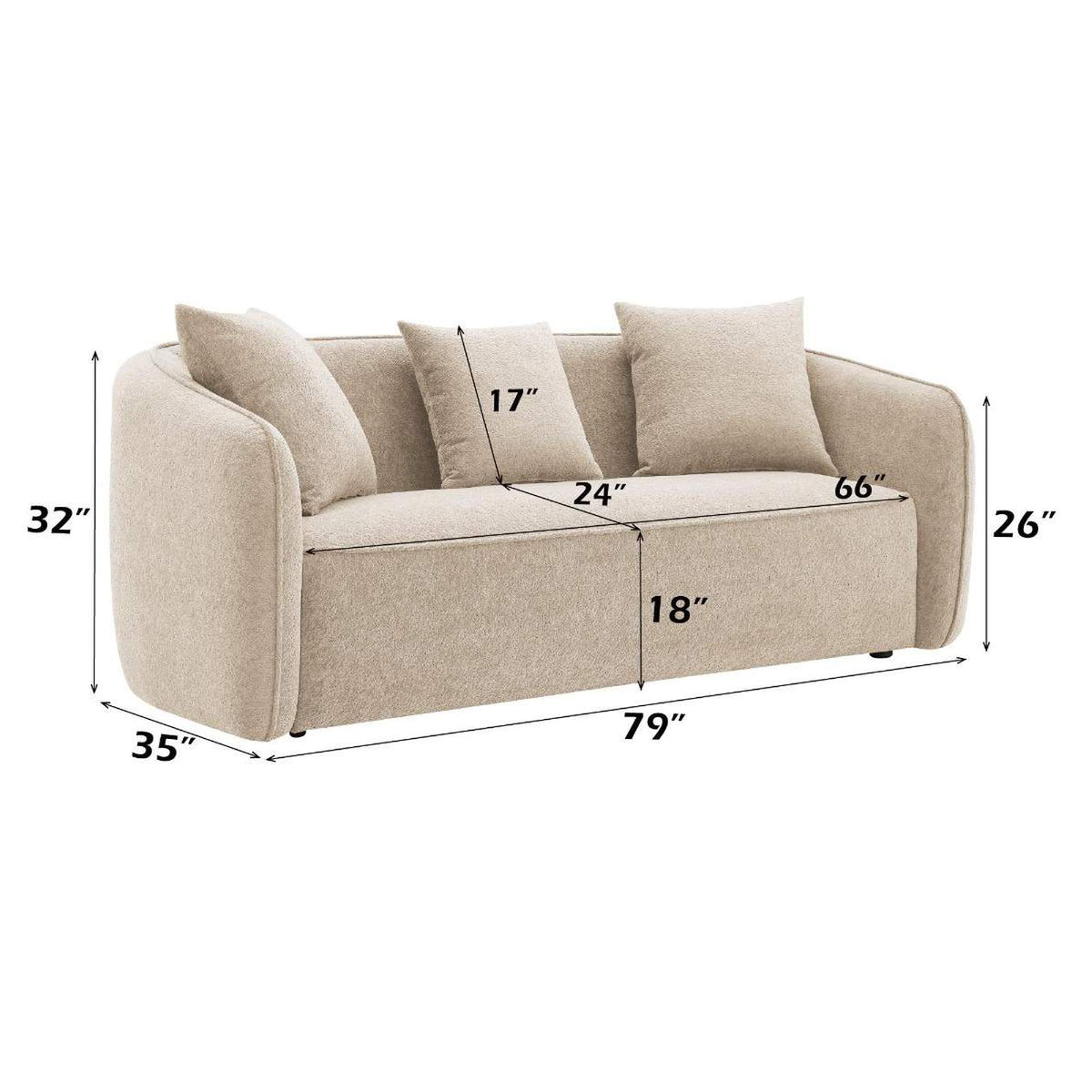 LV03610 Keith Sofa with 3 Pillows