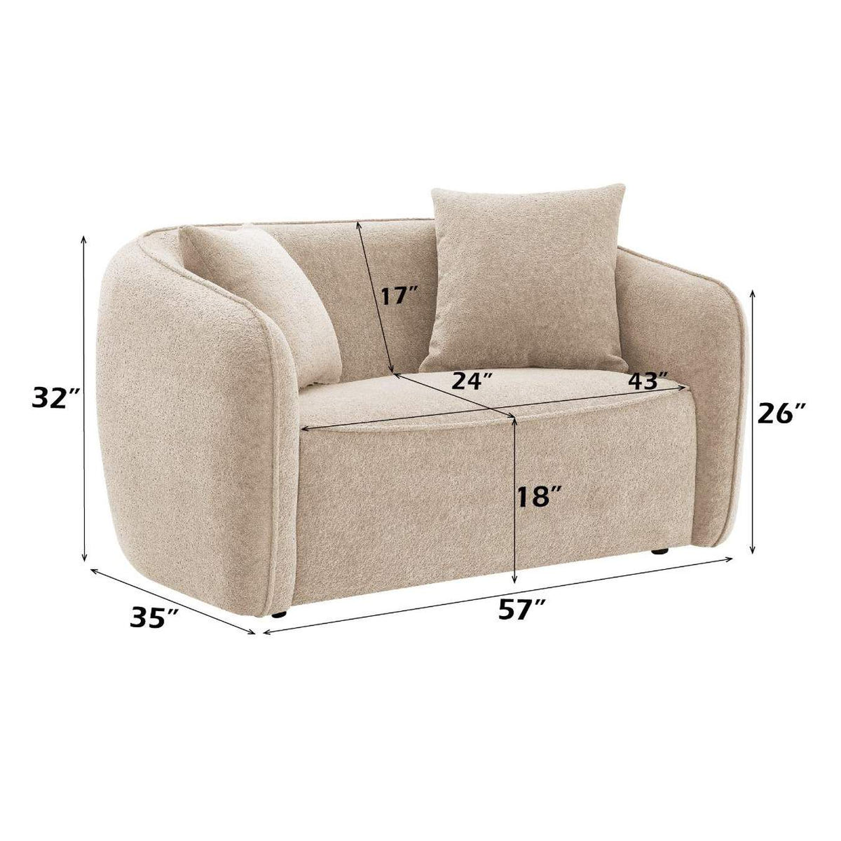 LV03611 Keith Loveseat with 2 Pillows
