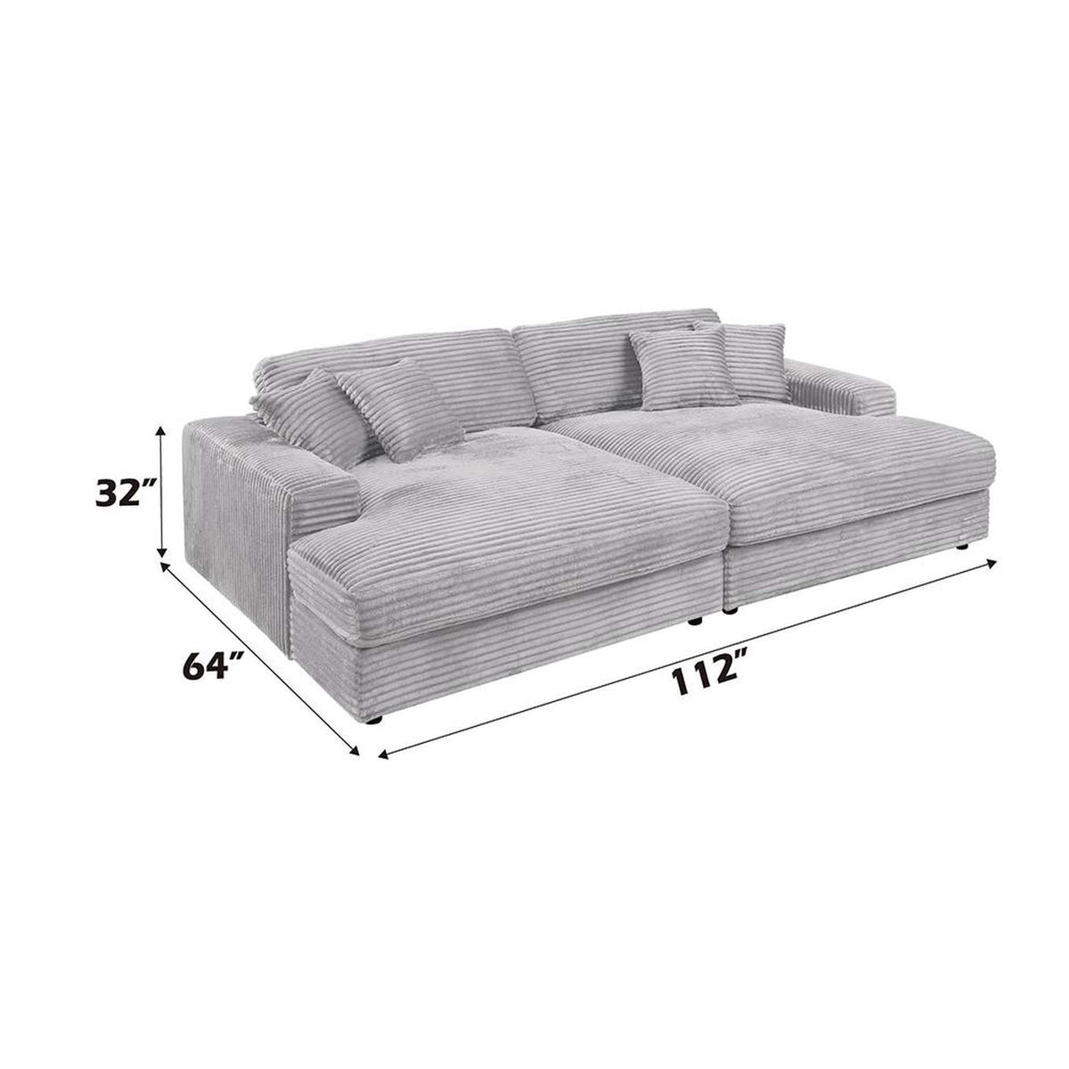 LV03680 Hilde Sectional Sofa with 4 Pillows