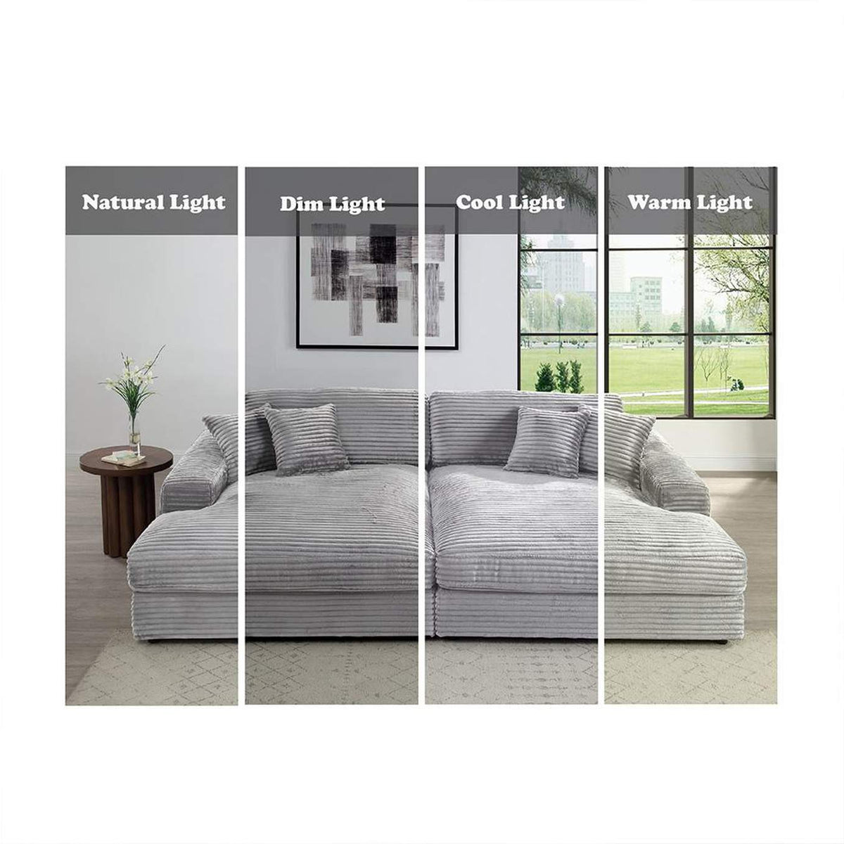 LV03680 Hilde Sectional Sofa with 4 Pillows