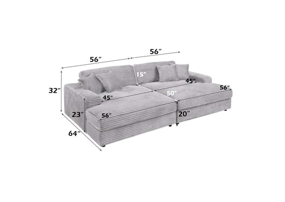 LV03680 Hilde Sectional Sofa with 4 Pillows