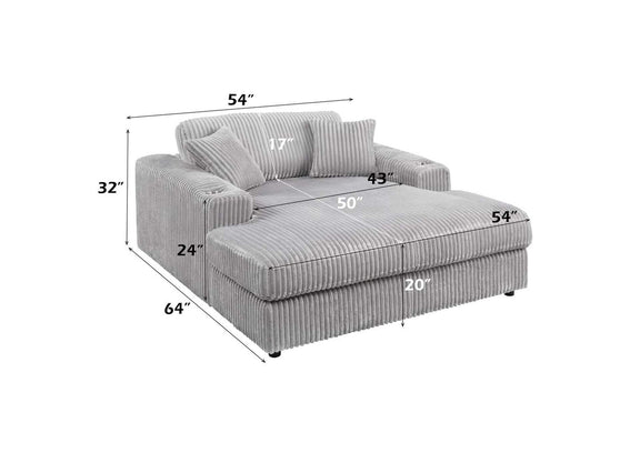 LV03681 Hilde Chaise with 2 Pillows