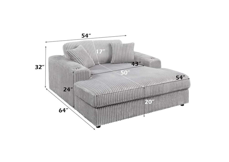 LV03681 Hilde Chaise with 2 Pillows