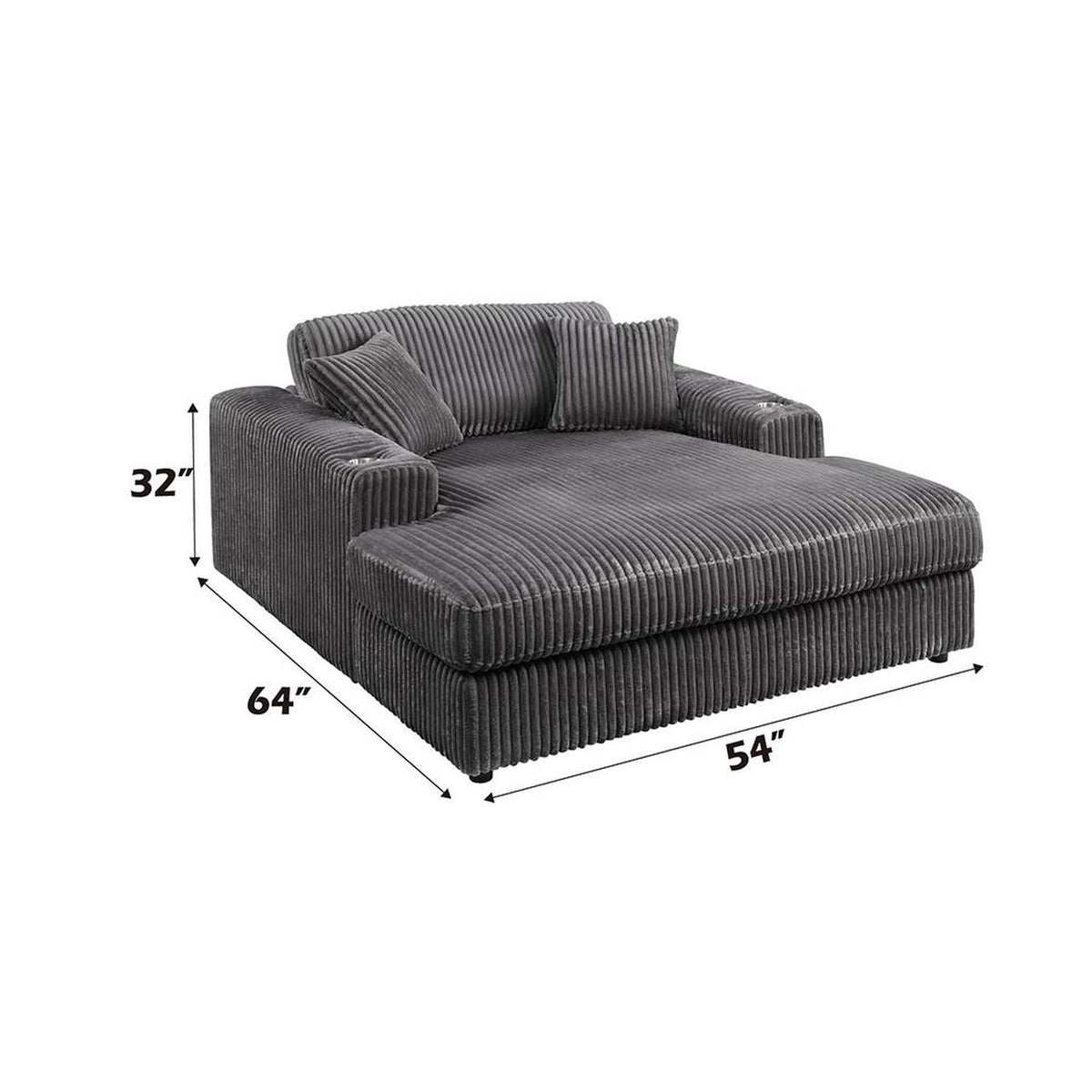 LV03691 Hilde Chaise with 2 Pillows