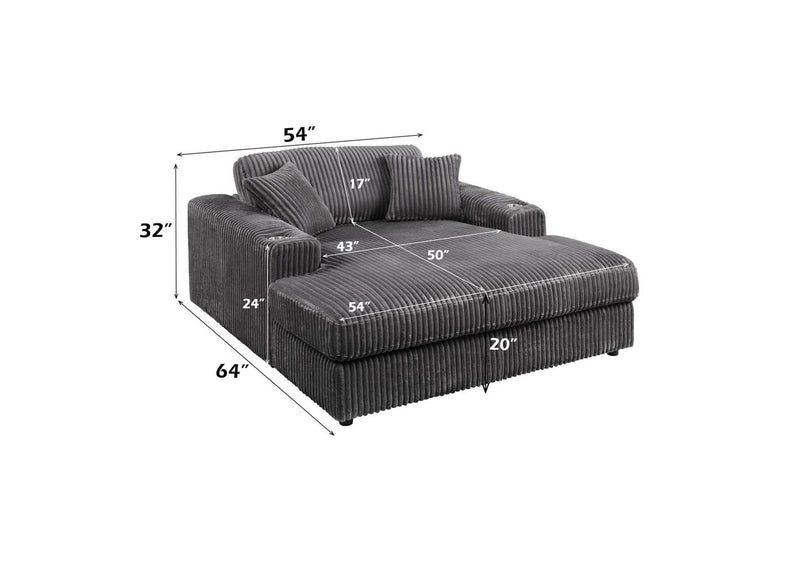 LV03691 Hilde Chaise with 2 Pillows