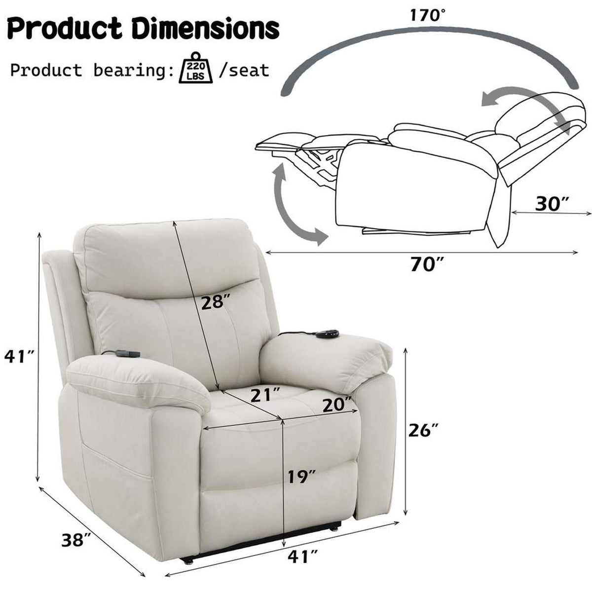 LV04271 Chriki Power Recliner with Lift and Heating and Massage