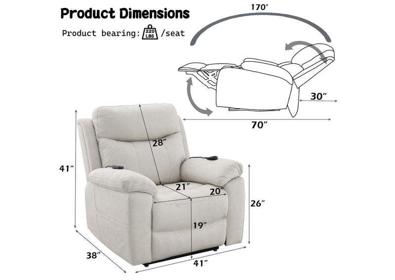 LV04271 Chriki Power Recliner with Lift and Heating and Massage