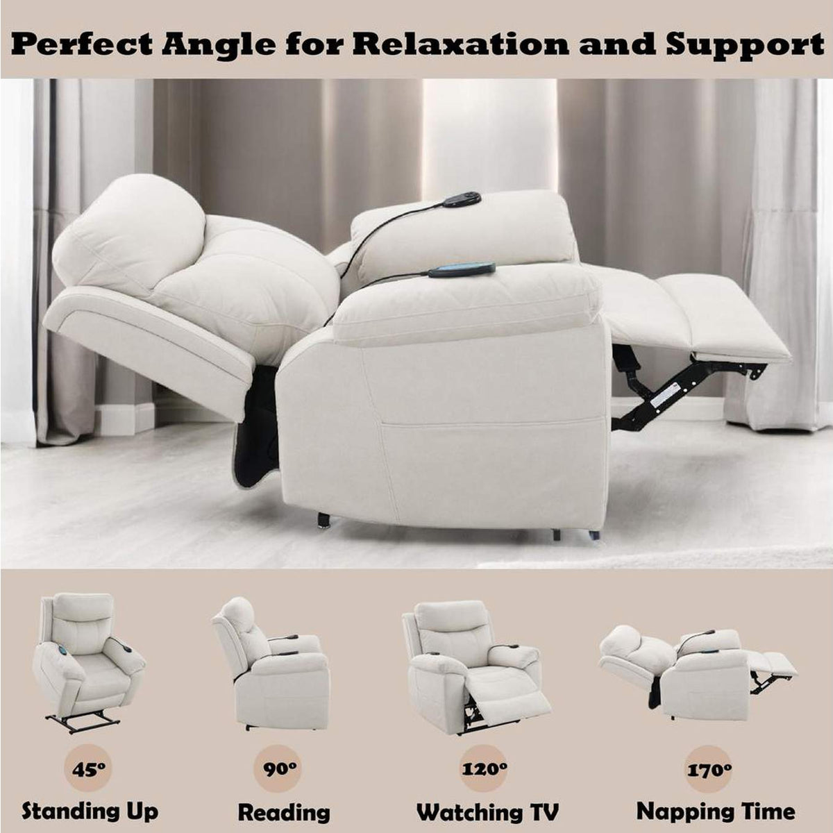 LV04271 Chriki Power Recliner with Lift and Heating and Massage