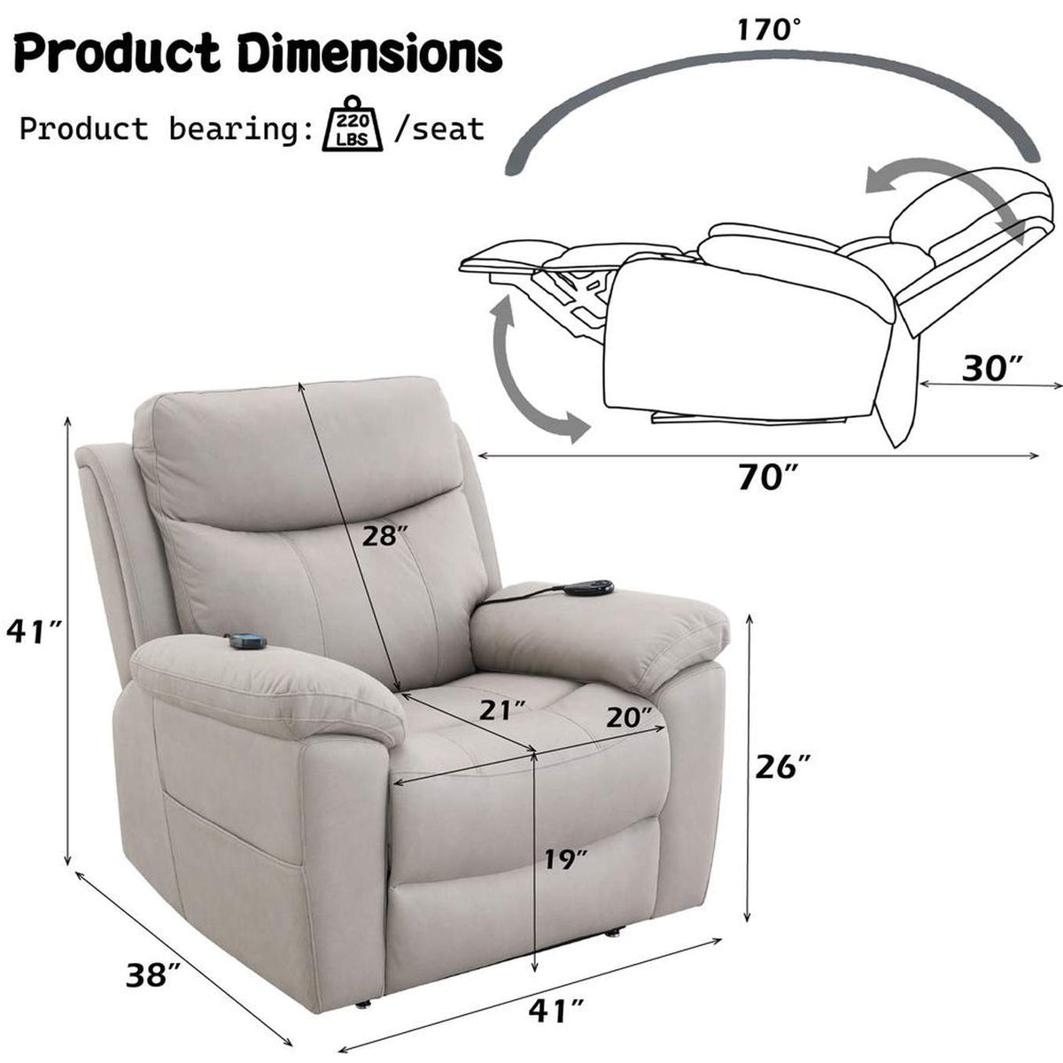 LV04272 Chriki Power Recliner with Lift and Heating and Massage