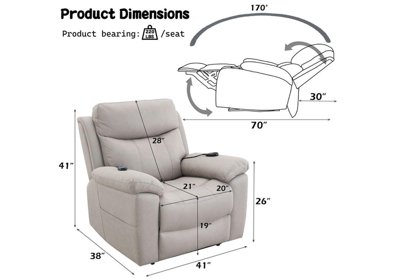 LV04272 Chriki Power Recliner with Lift and Heating and Massage
