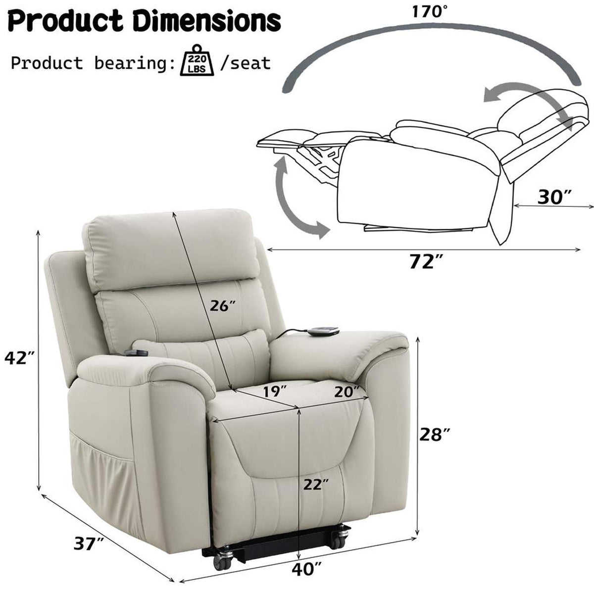 LV04273 Marsha Power Recliner with Lift and Massage