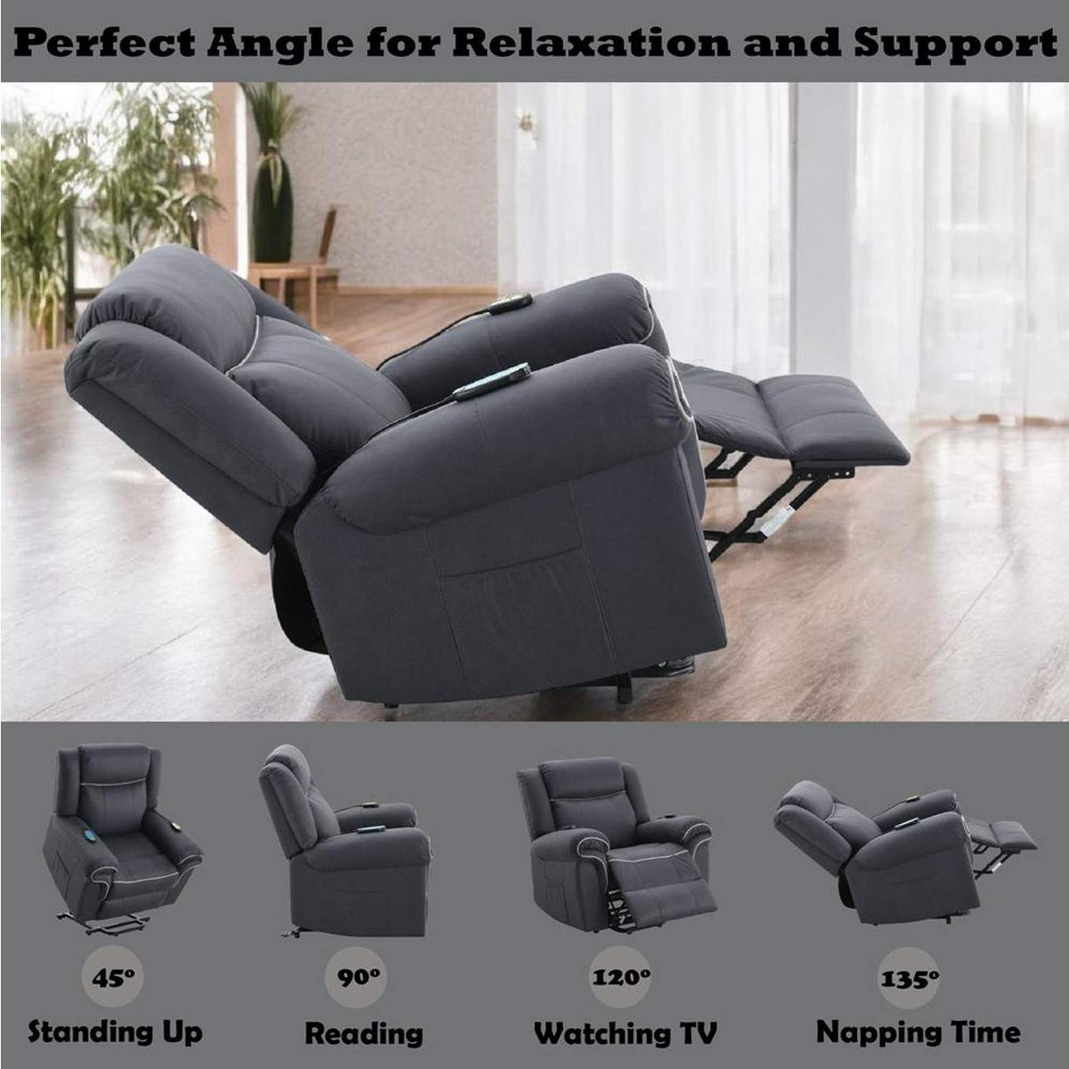 LV04274 Domana Power Recliner with Lift and Heating and Massage