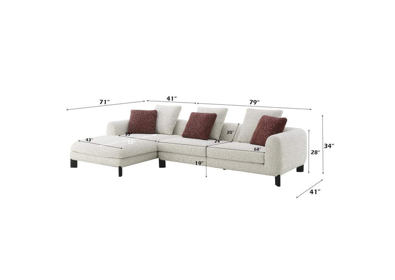 LV04280 Mardi Sectional Sofa with 6 Pillows