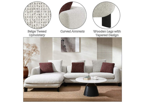 LV04280 Mardi Sectional Sofa with 6 Pillows