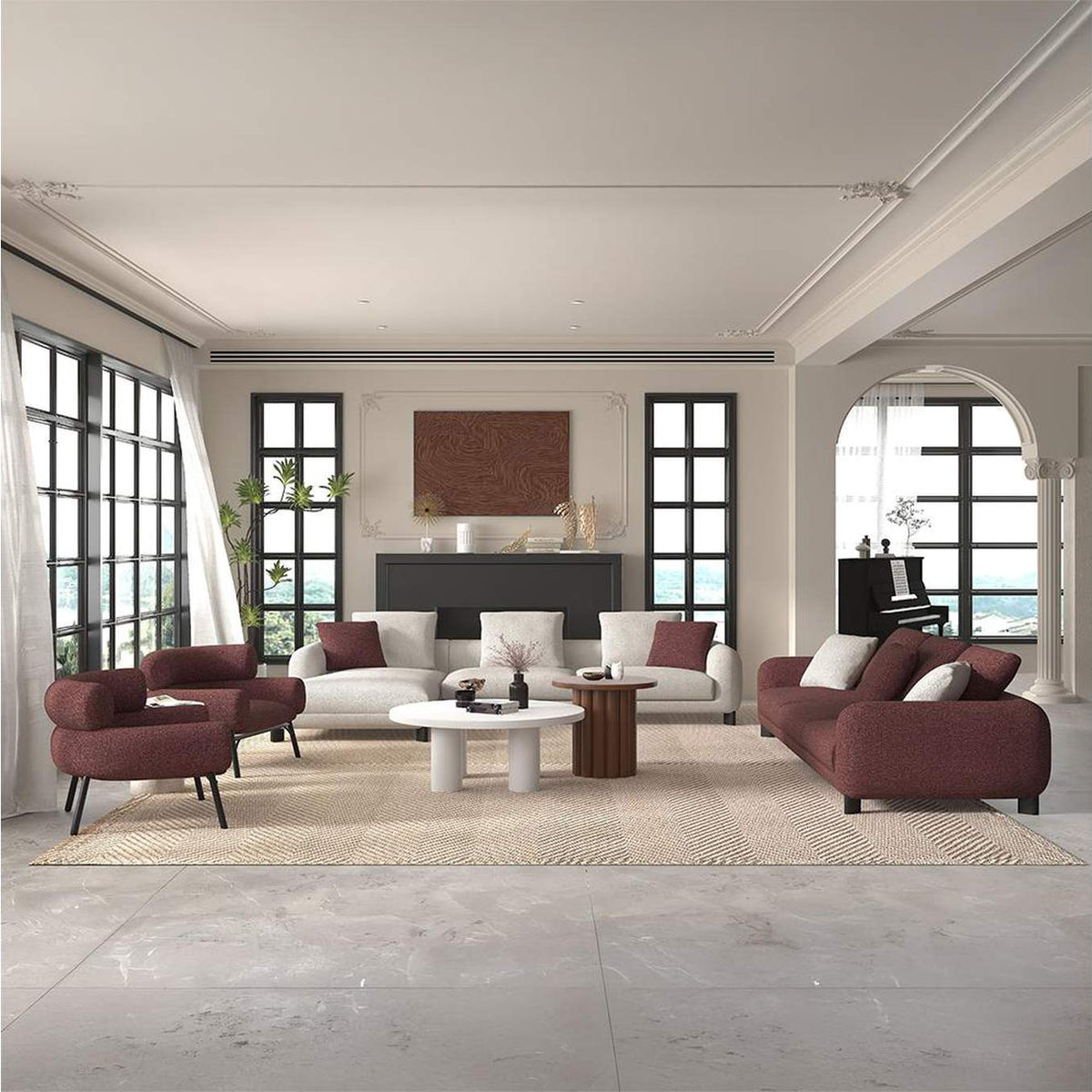 LV04280 Mardi Sectional Sofa with 6 Pillows