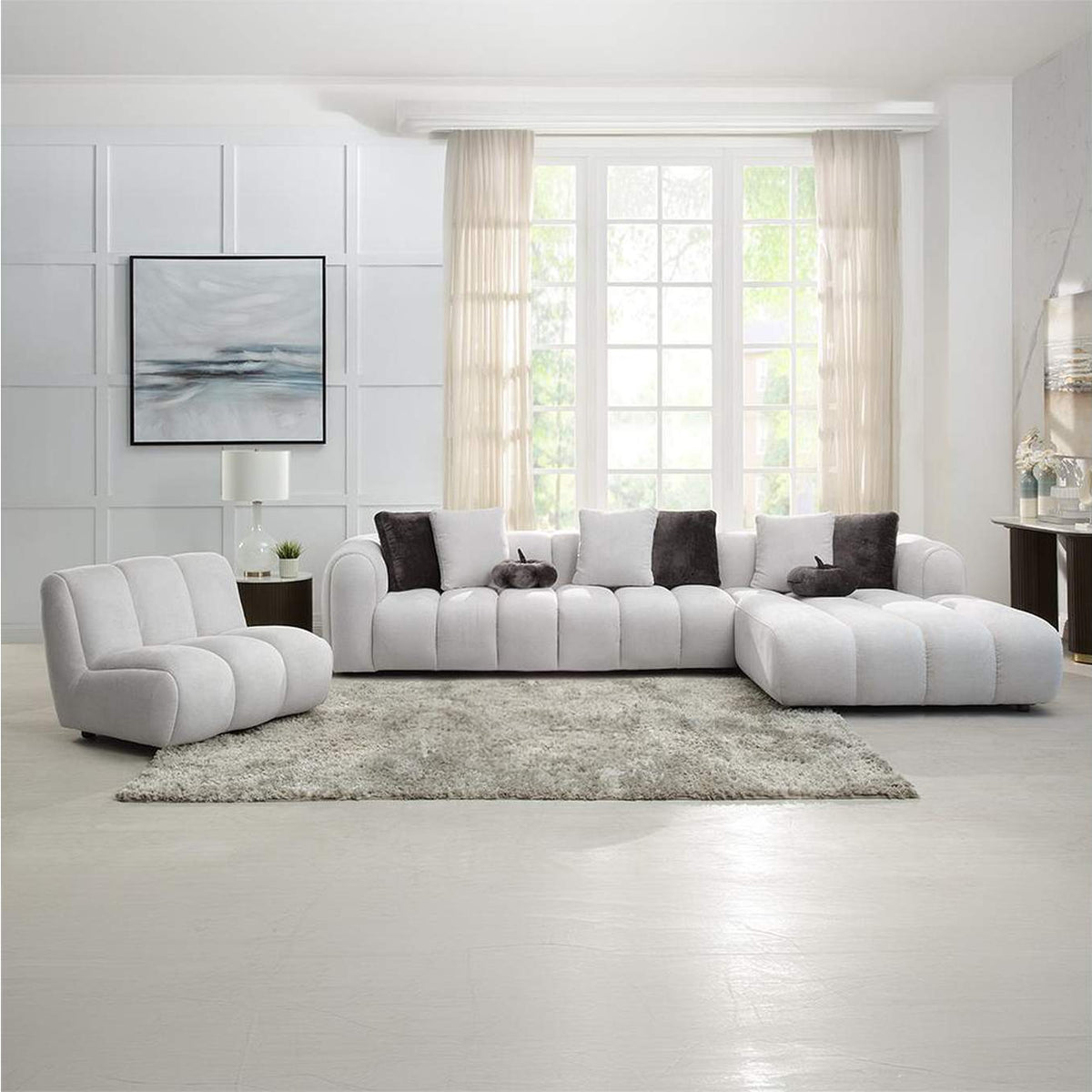 LV04320 Manilla Sectional Sofa with 8 Pillows