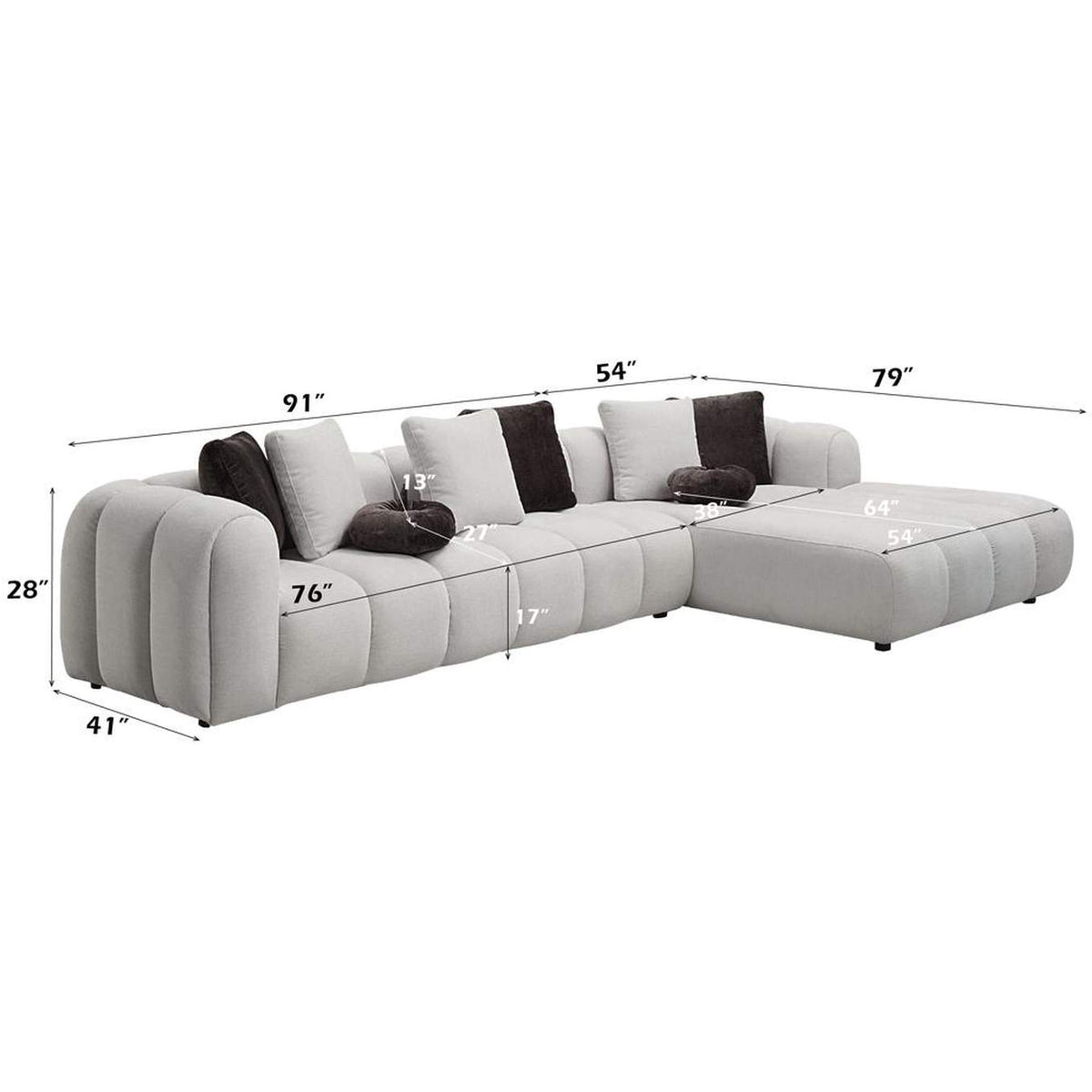 LV04320 Manilla Sectional Sofa with 8 Pillows