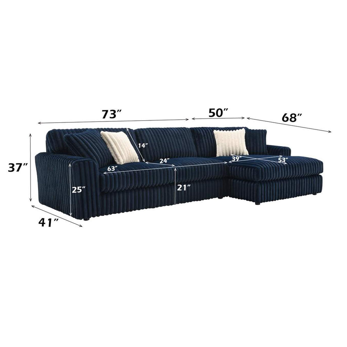 LV04400 Breton Sectional Sofa with 4 Pillows