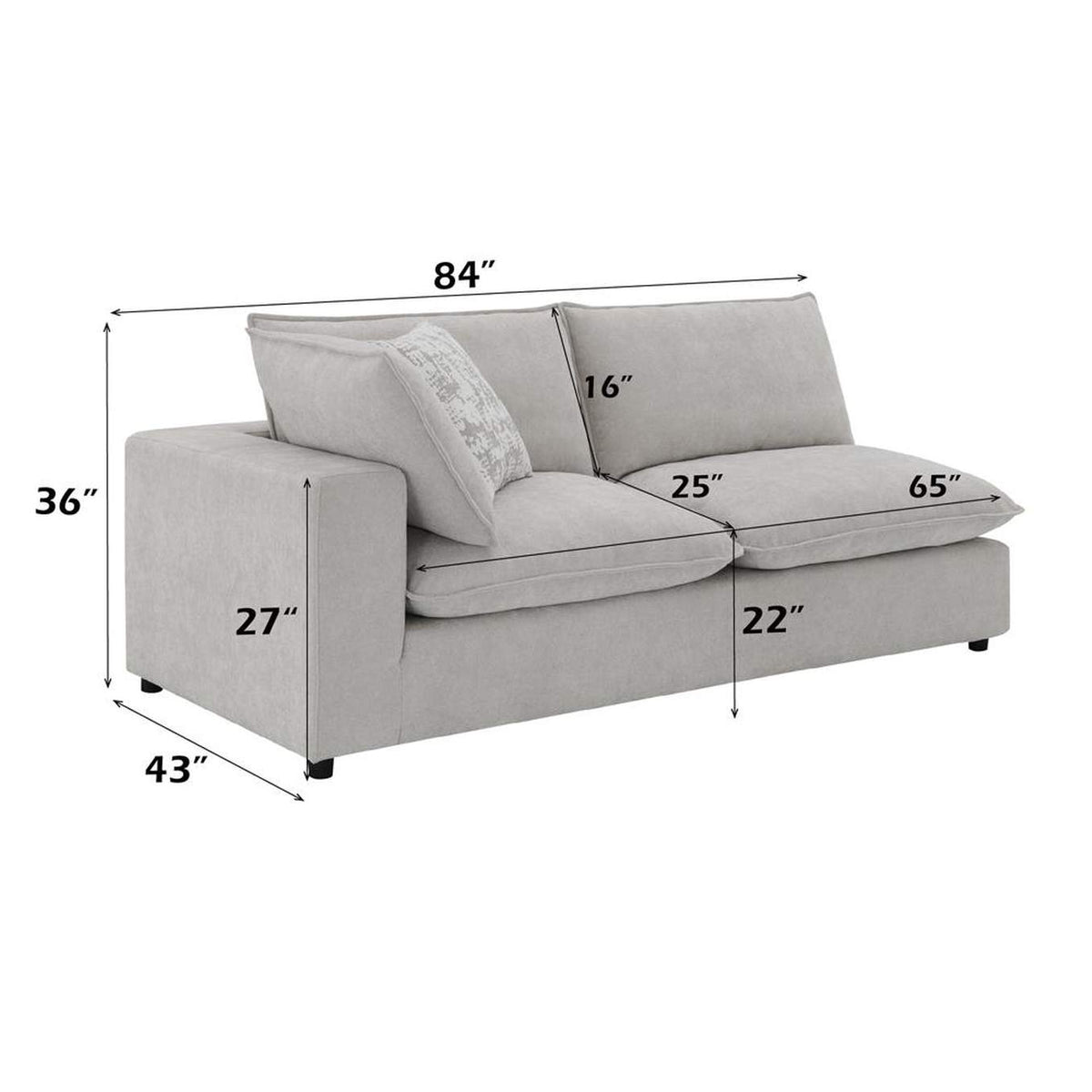 LV04410 Marisa Modular Left Facing Loveseat with 2 Pillows