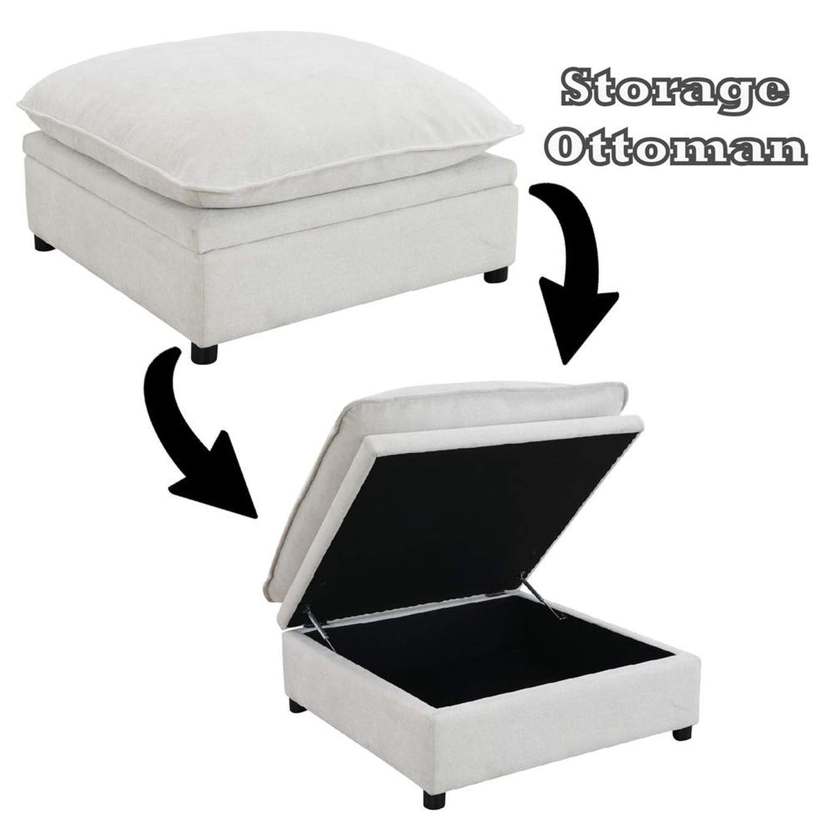 LV04415 Marisa Modular Ottoman with Storage