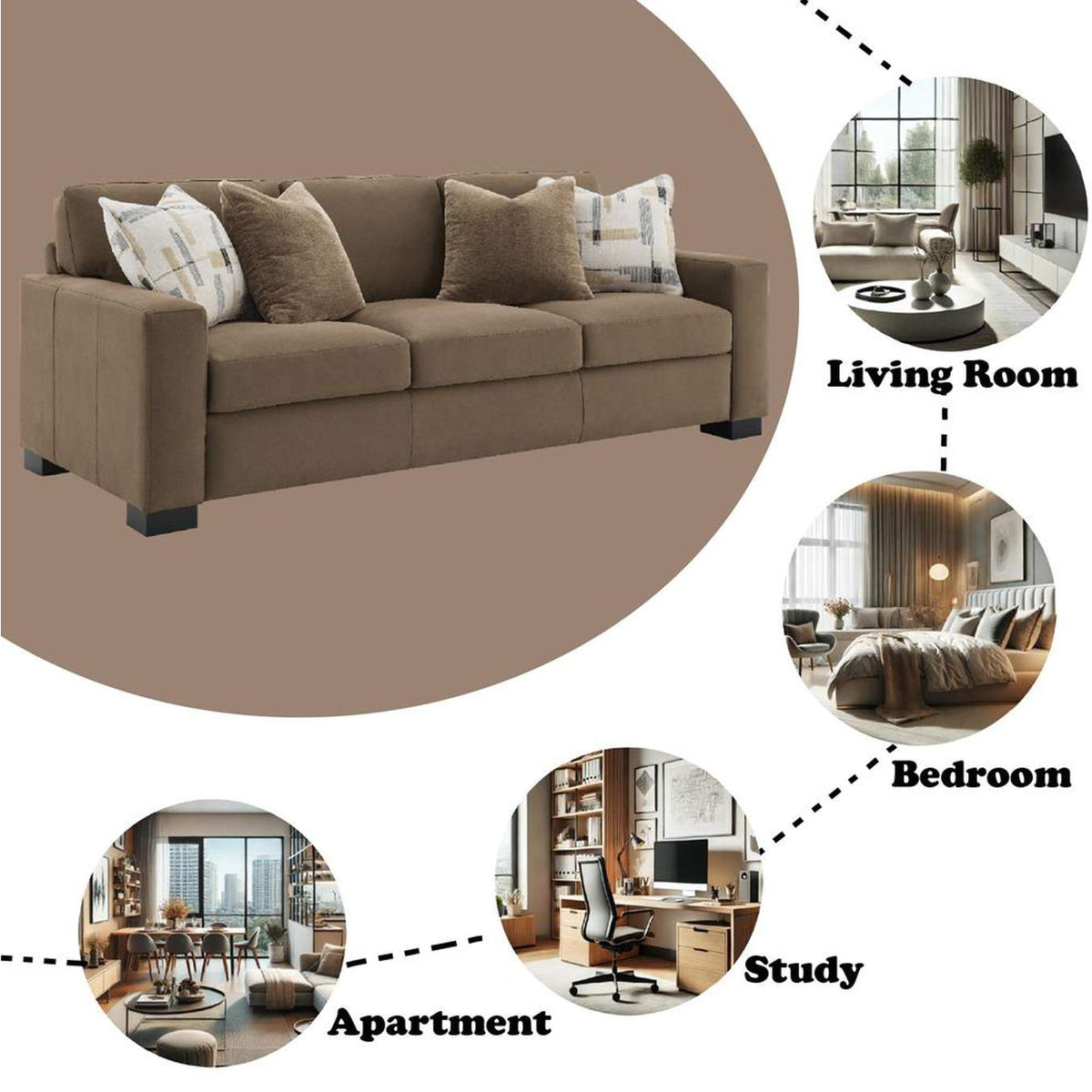 LV04530 Darya Sofa with 4 Pillows