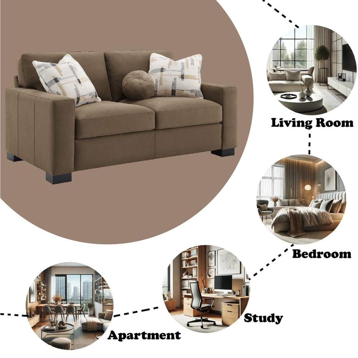 LV04531 Darya Loveseat with 3 Pillows