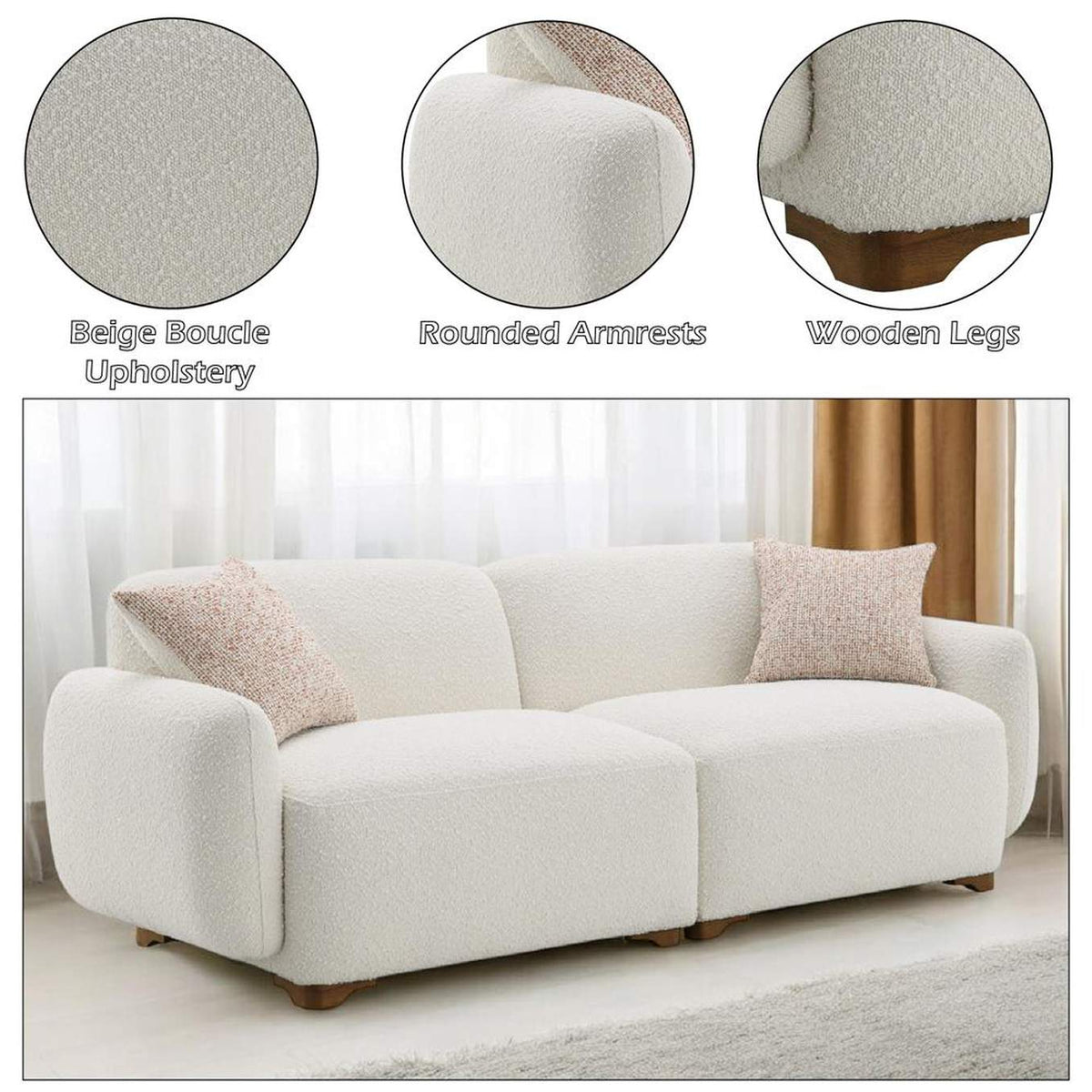 LV04540 Darius Sofa with 2 Pillows