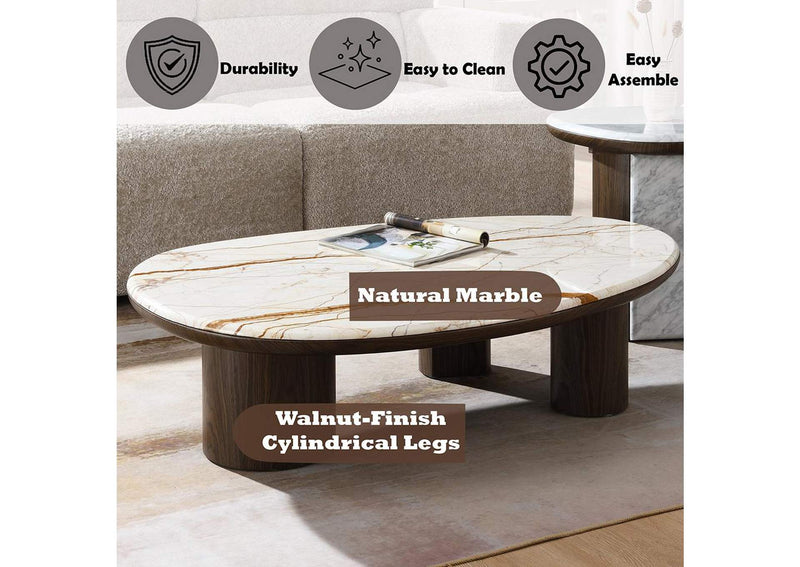LV04565 Haidar Coffee Table with Natural Marble