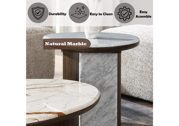 LV04566 Haidar End Table with Natural Marble
