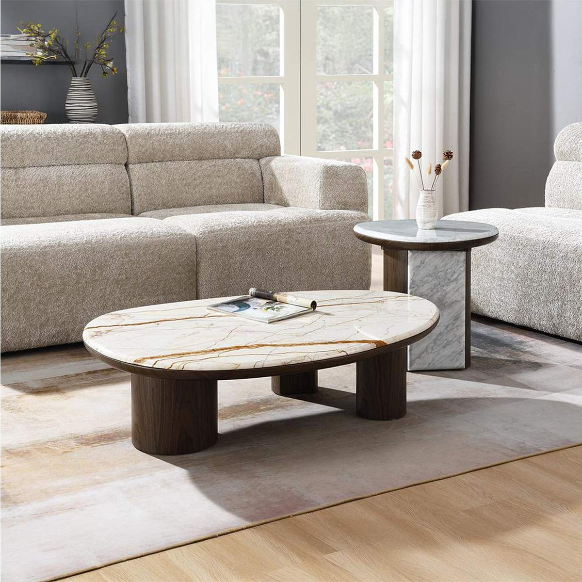 LV04566 Haidar End Table with Natural Marble