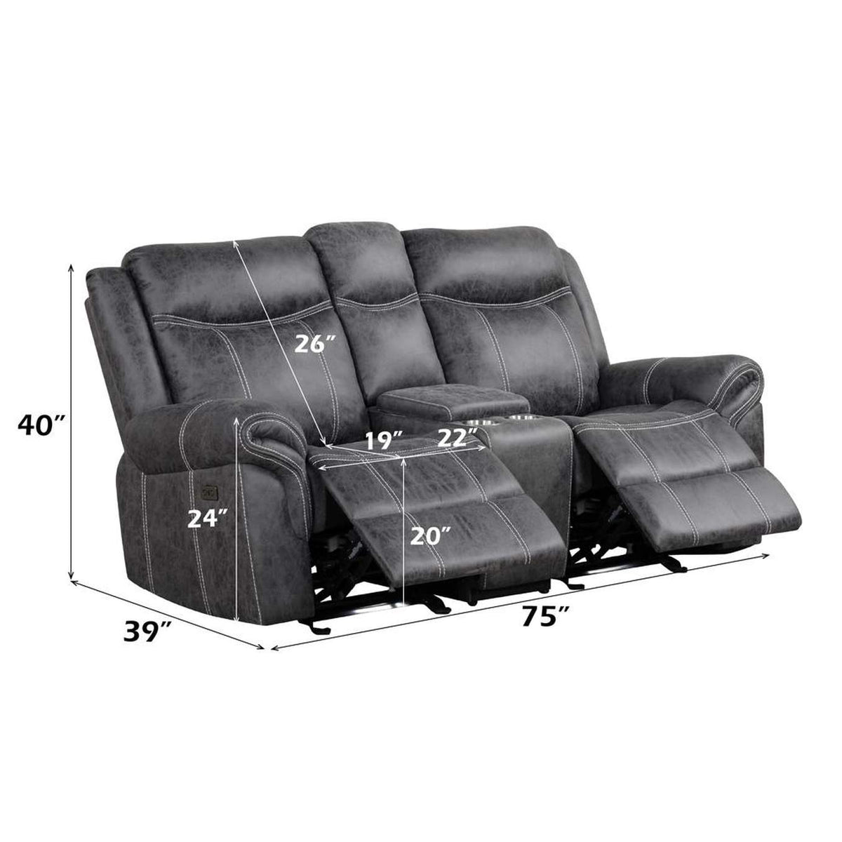 LV04671 Zubaida Power Glider Motion Loveseat with USB