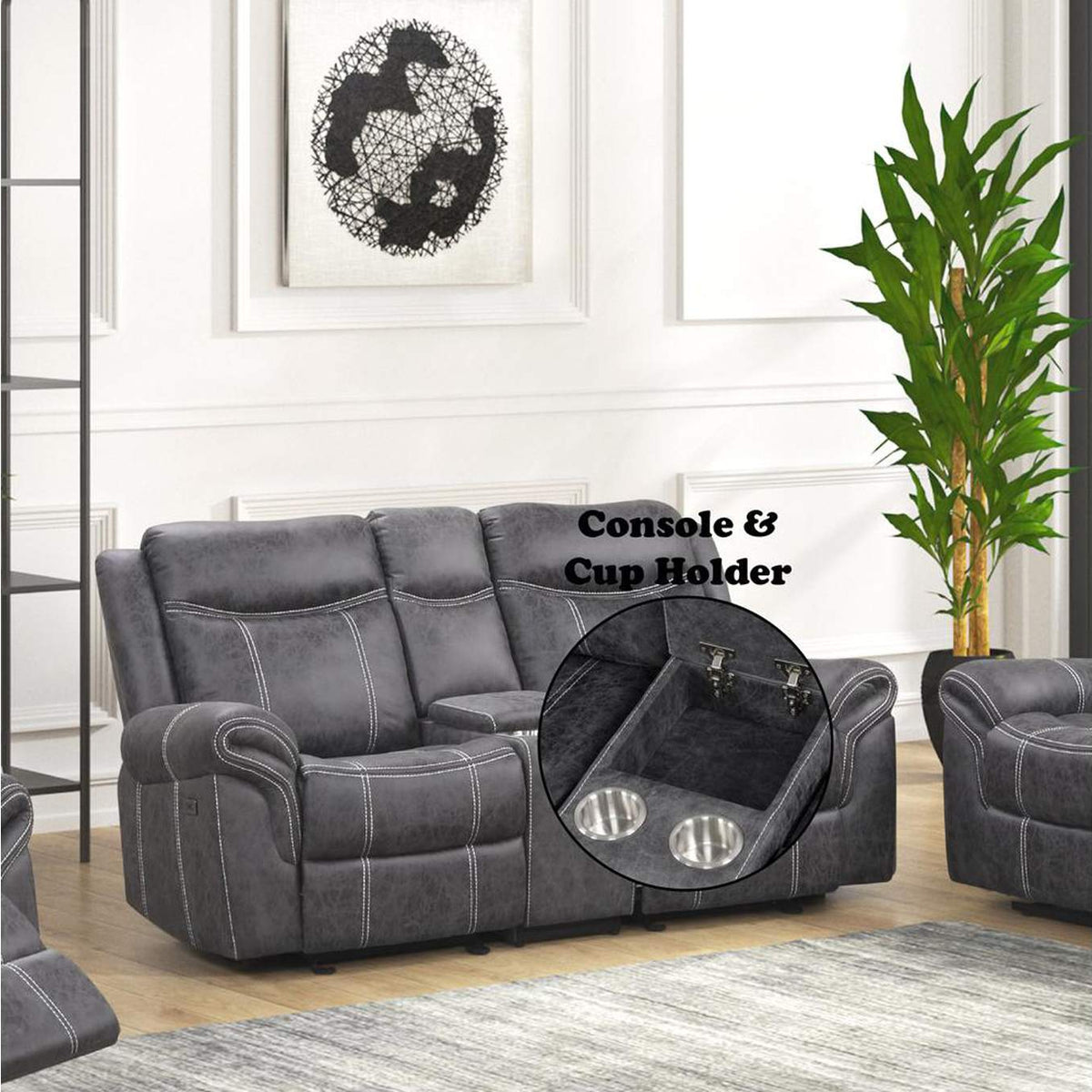 LV04671 Zubaida Power Glider Motion Loveseat with USB