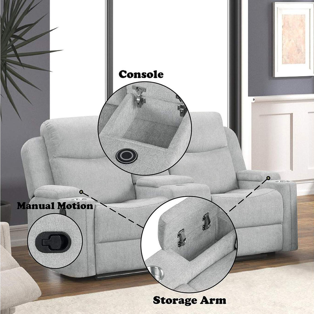 LV04681 Galya Motion Loveseat with Console