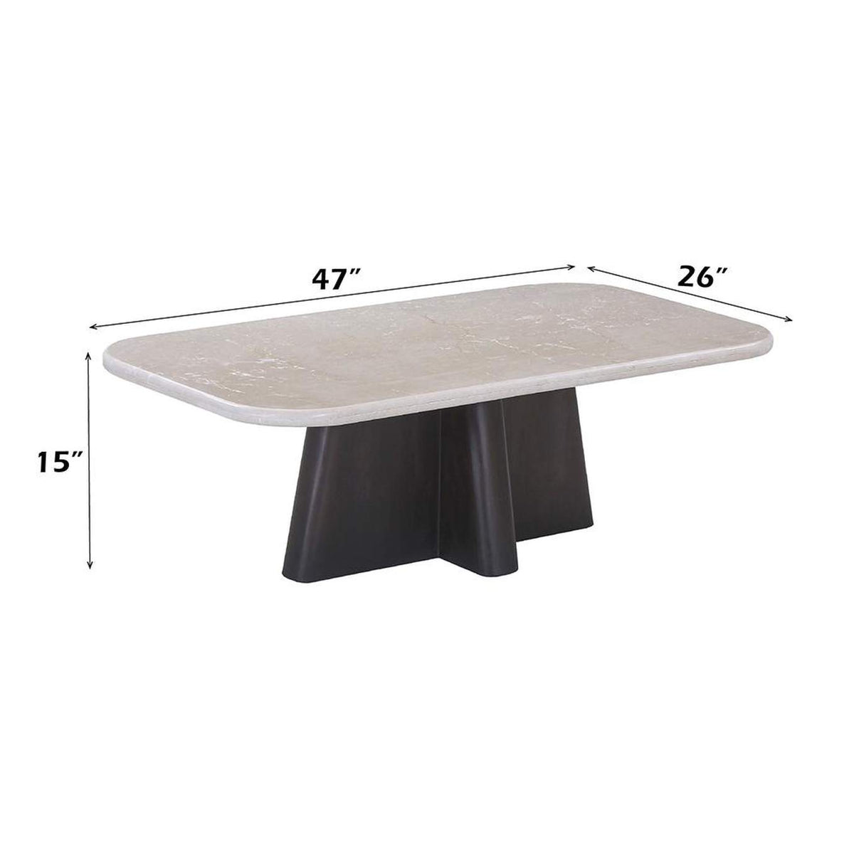 LV04765 Jacory Coffee Table with Bottocino Marble Top