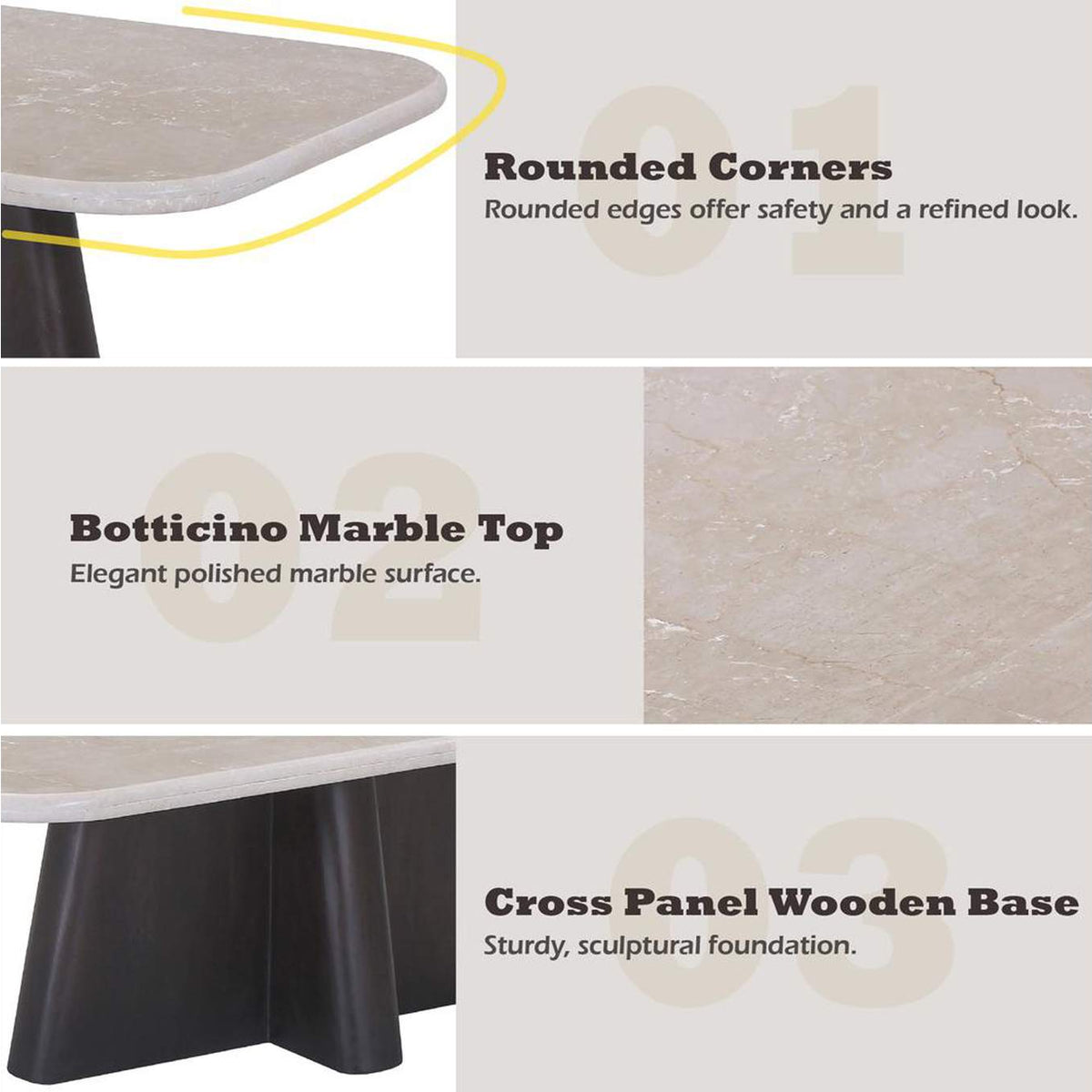 LV04765 Jacory Coffee Table with Bottocino Marble Top