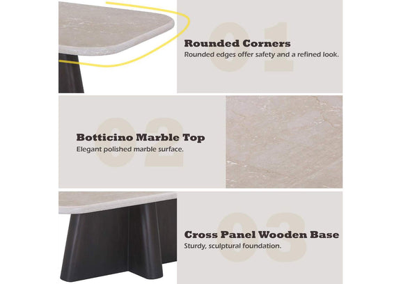 LV04765 Jacory Coffee Table with Bottocino Marble Top