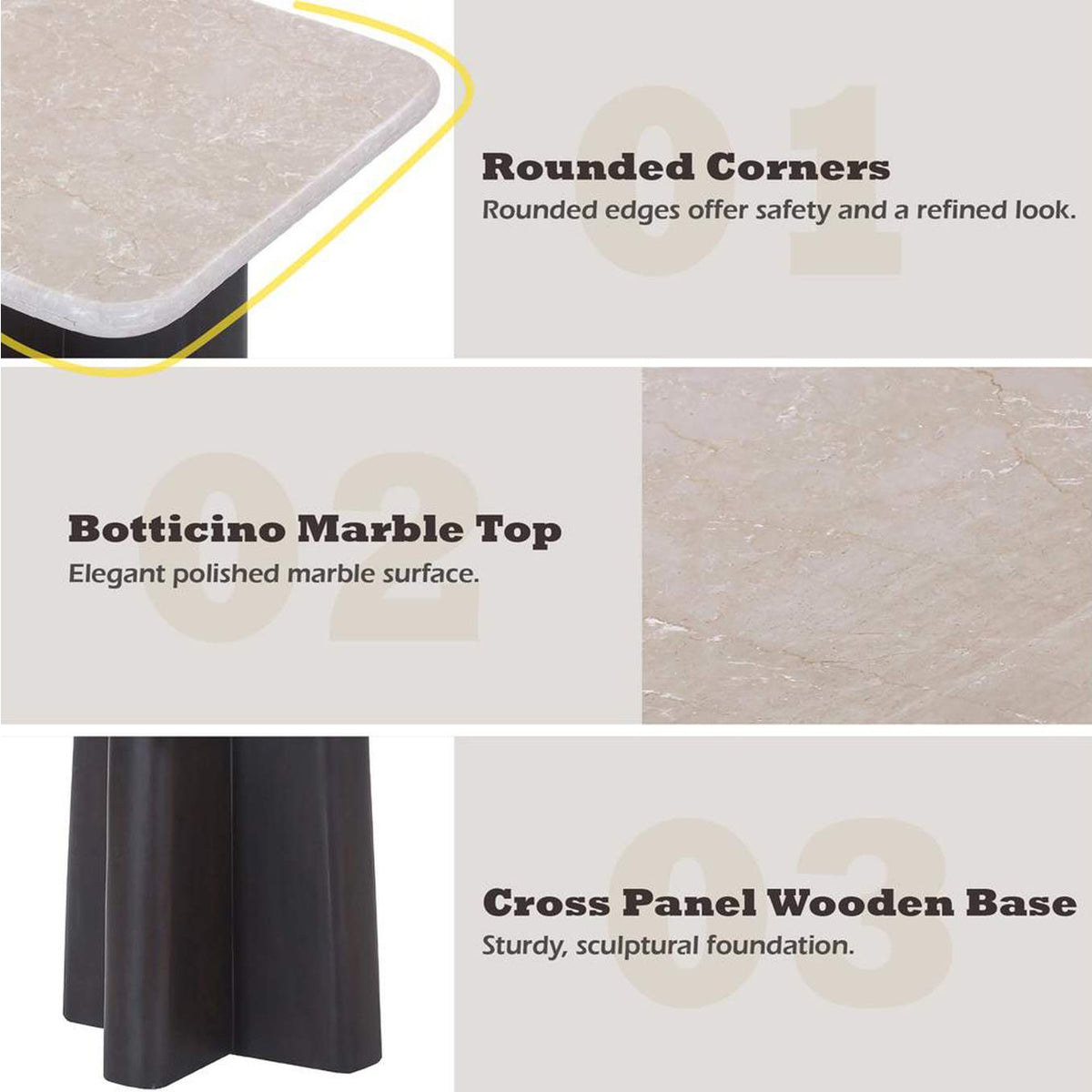 LV04766 Jacory End Table with Bottocino Marble Top